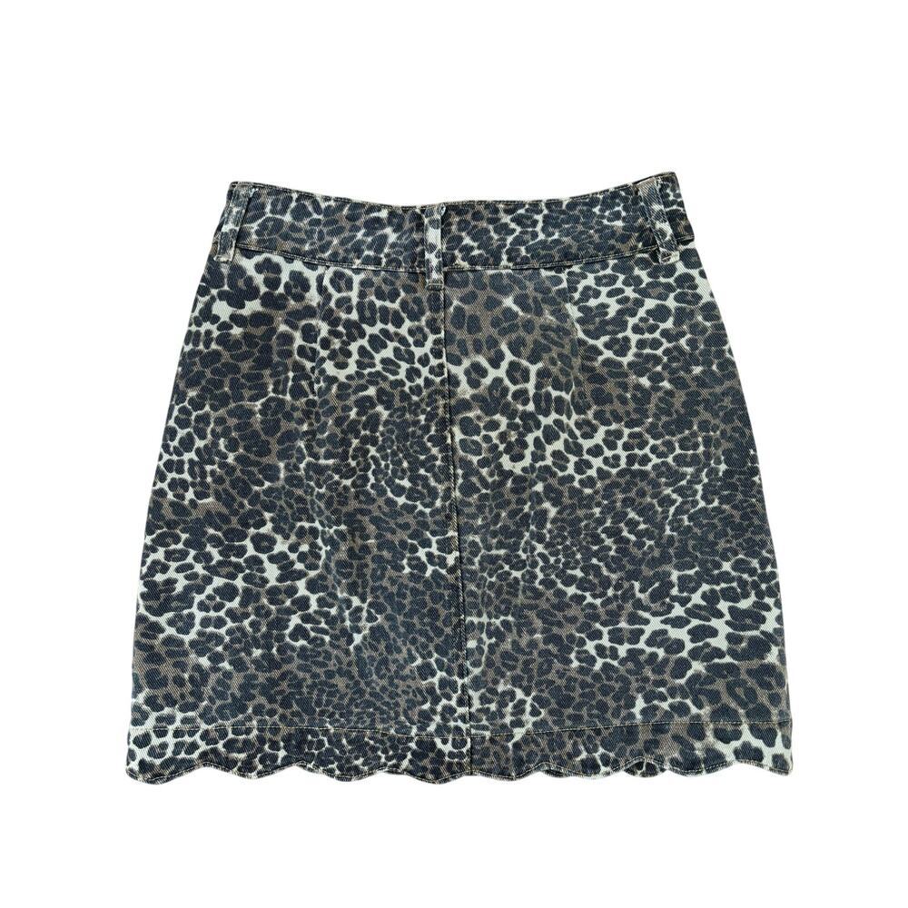 NWT Women’s Leopard Print Denim Mini Skirt Button Front Animal Print Size S - Picture 4 of 8